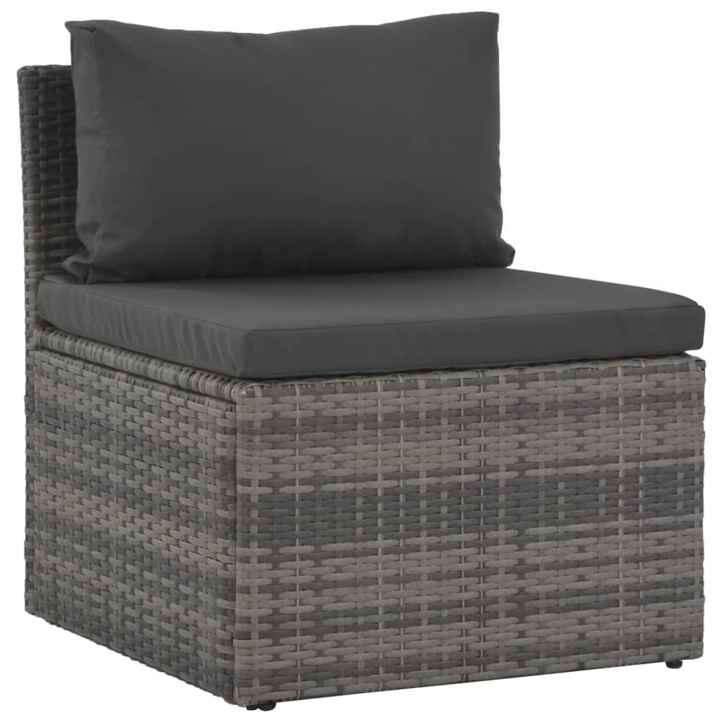4-tlg. Garten-Lounge-Set mit Polstern Poly Rattan Grau