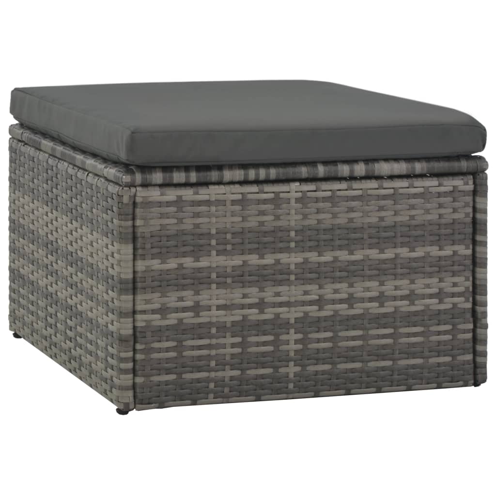 4-tlg. Garten-Lounge-Set mit Polstern Poly Rattan Grau