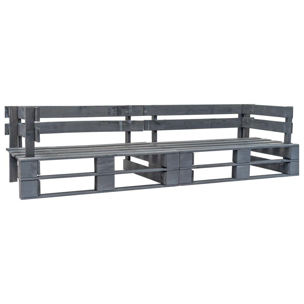 Outdoor-Sofa-Set Paletten mit Kissen in Grau Kiefernholz