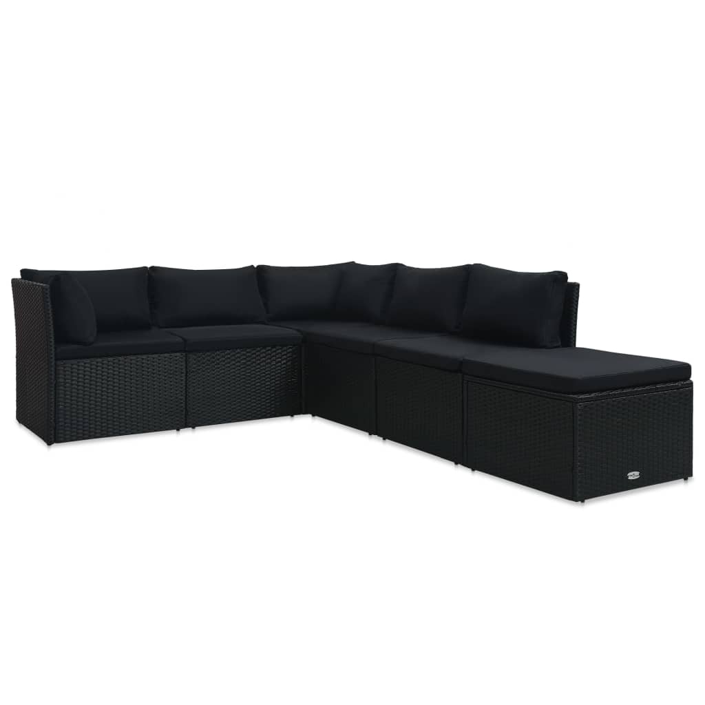 Garten-Lounge-Set "Zypern" mit Auflagen in Schwarz