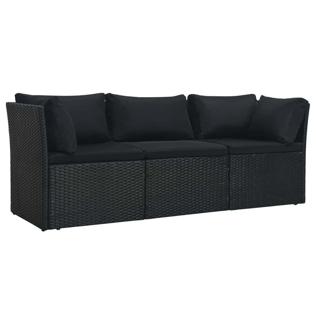 Garten-Lounge-Set "Zypern" mit Auflagen in Schwarz