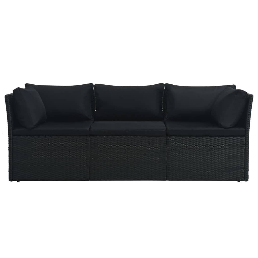Garten-Lounge-Set "Zypern" mit Auflagen in Schwarz
