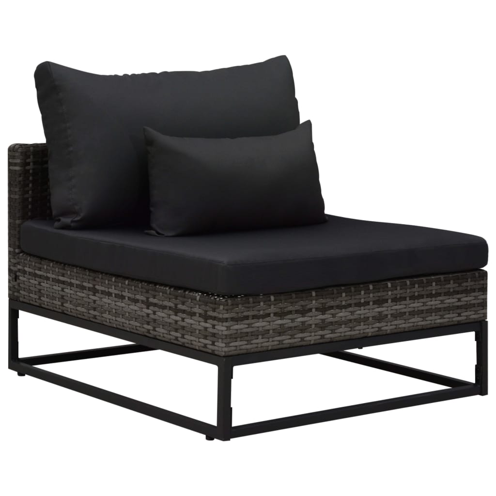 3-tlg. Garten-Sofagarnitur mit Auflagen Poly Rattan Grau