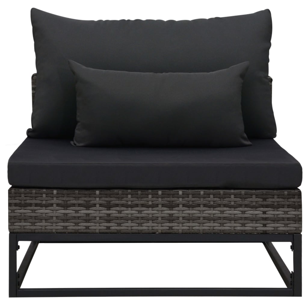 3-tlg. Garten-Sofagarnitur mit Auflagen Poly Rattan Grau
