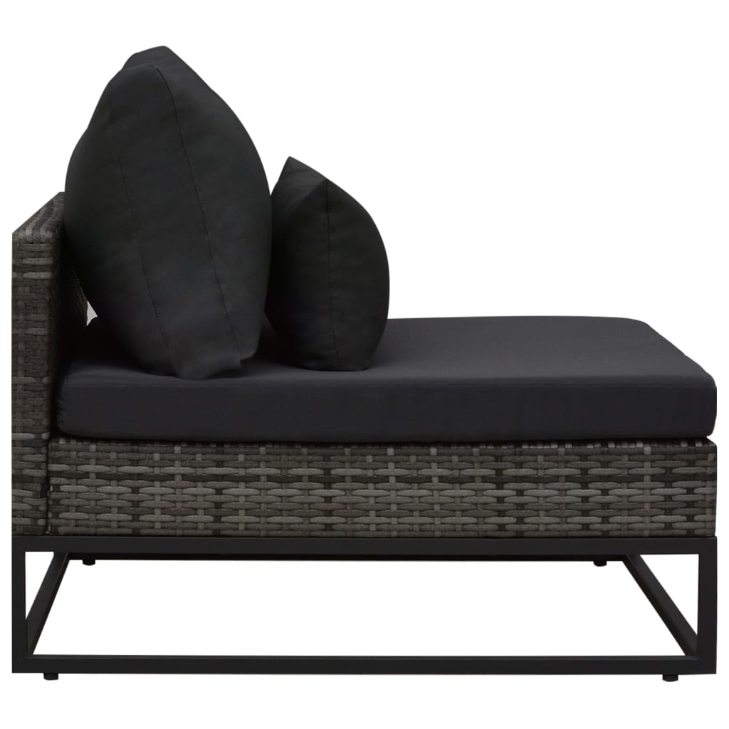 3-tlg. Garten-Sofagarnitur mit Auflagen Poly Rattan Grau