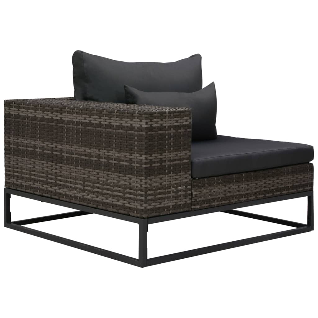 3-tlg. Garten-Sofagarnitur mit Auflagen Poly Rattan Grau