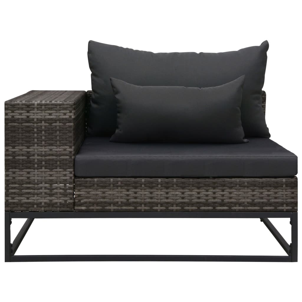 3-tlg. Garten-Sofagarnitur mit Auflagen Poly Rattan Grau
