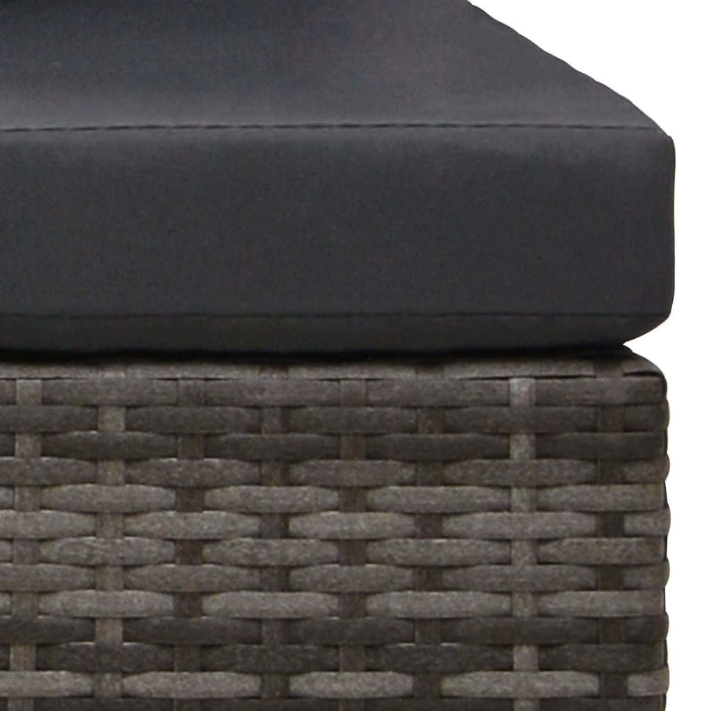 3-tlg. Garten-Sofagarnitur mit Auflagen Poly Rattan Grau