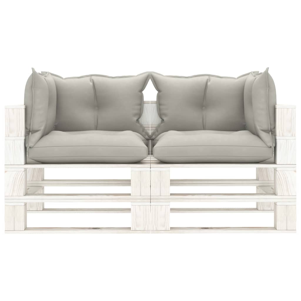 Garten-Palettensofa 2-Sitzer mit Kissen in Taupe Holz
