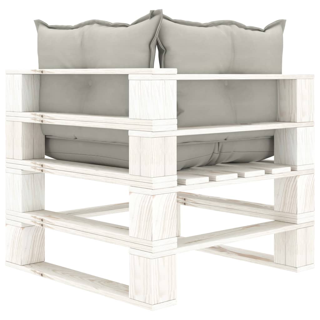 Garten-Palettensofa 2-Sitzer mit Kissen in Taupe Holz