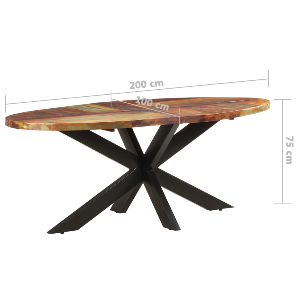 Esstisch Oval 200x100x75 cm Altholz Massiv