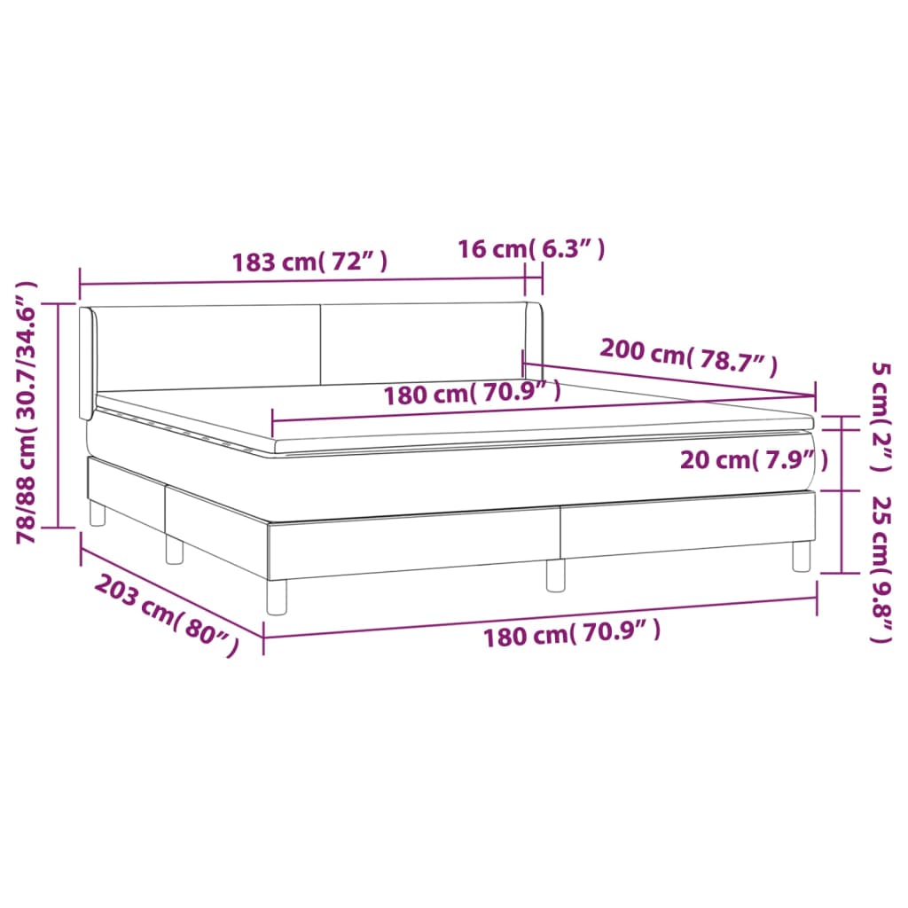 Boxspringbett Claudio inkl. Topper Schwarz 180x200 cm Stoff