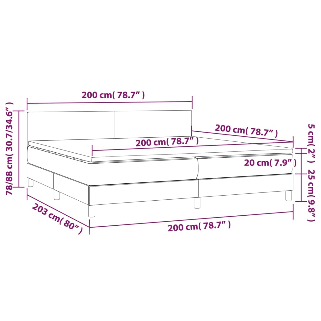 Boxspringbett Claudio inkl. Topper Schwarz 200x200 cm Stoff