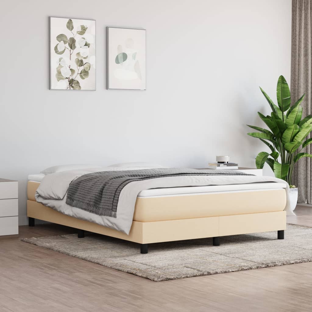 Boxspringbett Sandro inkl. Topper Cremefarben 140x200 cm Stoff