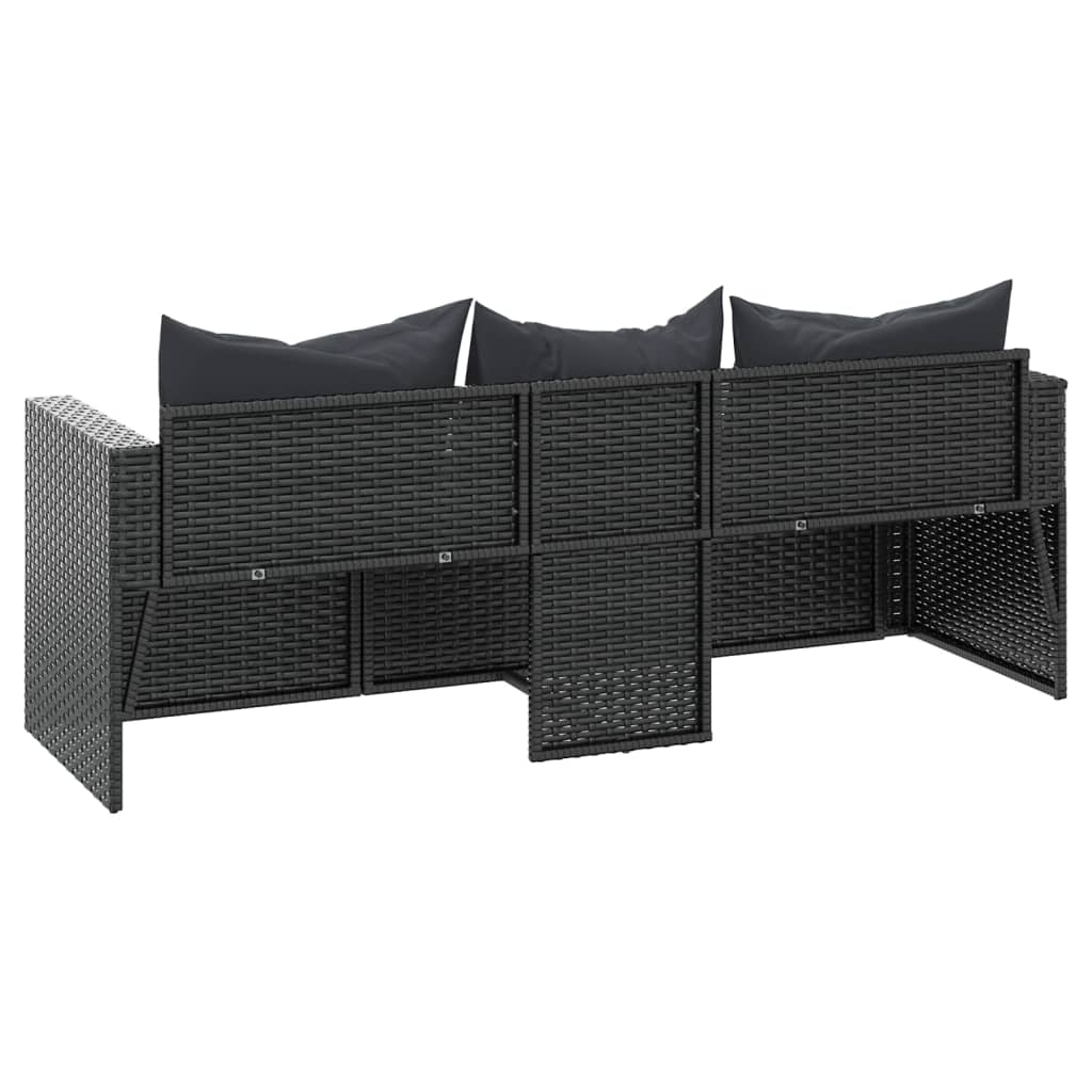 Gartensofa "Sonja" mit Kissen in Schwarz