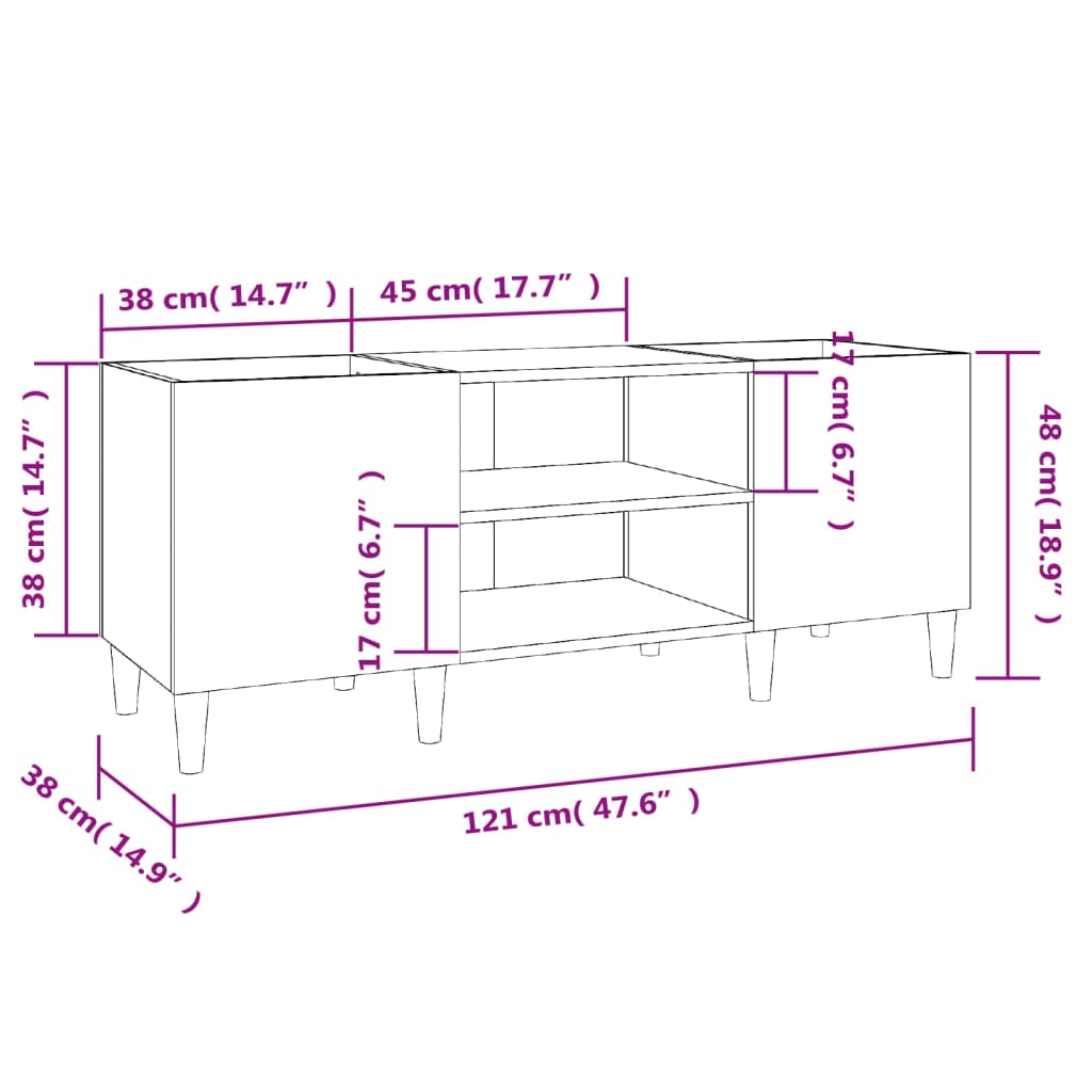 TV-Schrank Schwarz 121x38x48 cm Holzwerkstoff