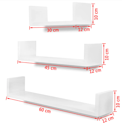 3er Wandregal Set in Weiß