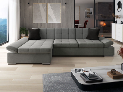 Ecksofa Madrid-Laviva XL mit Bettkasten und Schlaffunktion in Grau
