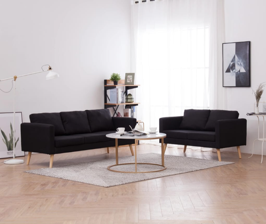 Sofa-Set "Valentino" mit Stoffbezug 2 tlg. in Schwarz oder Taupe