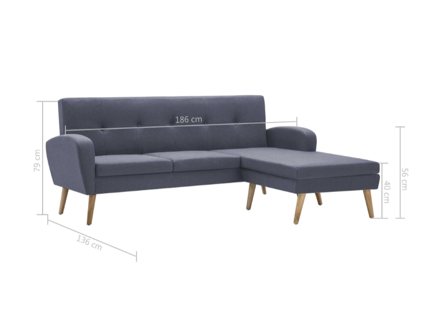 Sofa "Amilia" mit Stoffbezug in Hellgrau