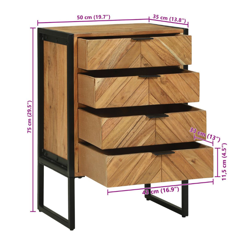 Sideboard Akazia aus massivem Akazienholz