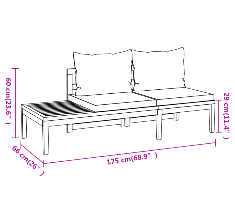 Gartenlounge-Set "Amira" mit Cremeweißen Kissen Massivholz Akazie