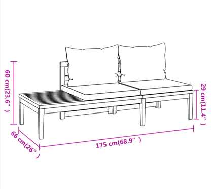 Gartenlounge-Set "Amira" mit Cremeweißen Kissen Massivholz Akazie