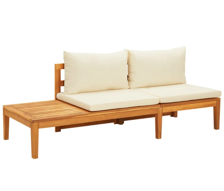 Gartenlounge-Set "Amira" mit Cremeweißen Kissen Massivholz Akazie