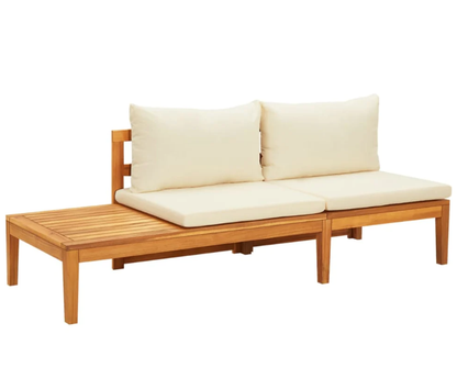 Gartenlounge-Set "Amira" mit Cremeweißen Kissen Massivholz Akazie