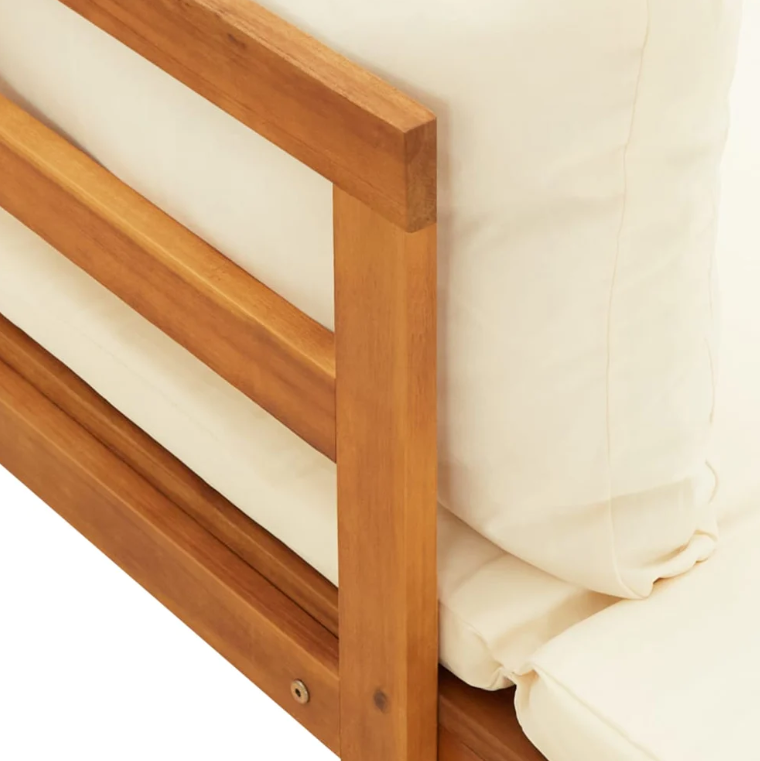 Gartenlounge-Set "Amira" mit Cremeweißen Kissen Massivholz Akazie