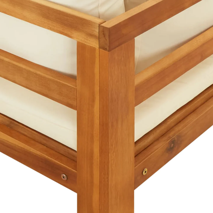 Gartenlounge-Set "Amira" mit Cremeweißen Kissen Massivholz Akazie