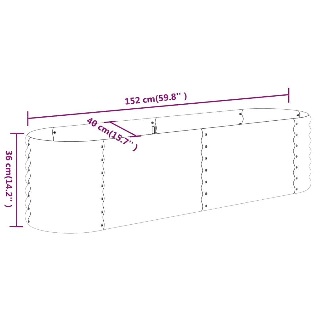 Hochbeet Svenson Pulverbeschichteter Stahl 152x40x36 cm Grau