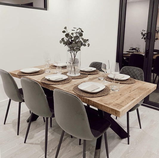 Esstisch Schwarz 140x70x76 cm Massivholz Akazie