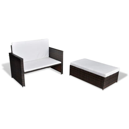 Gartensofa "Valentin" mit Kissen in Braun