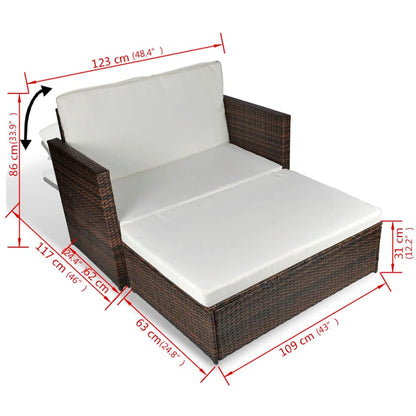 Gartensofa "Valentin" mit Kissen in Braun