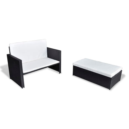 Gartensofa "Valentin" mit Auflagen in Schwarz