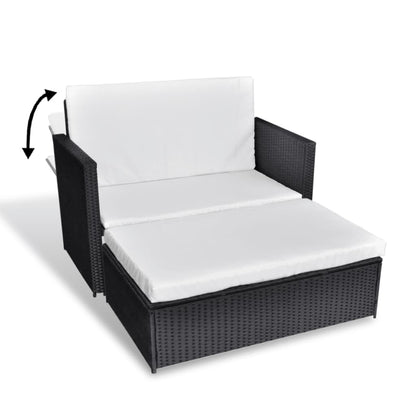 Gartensofa "Valentin" mit Auflagen in Schwarz