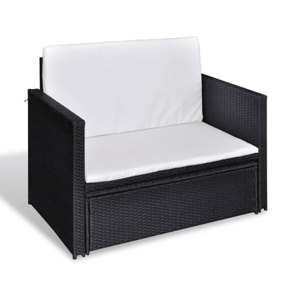 Gartensofa "Valentin" mit Auflagen in Schwarz