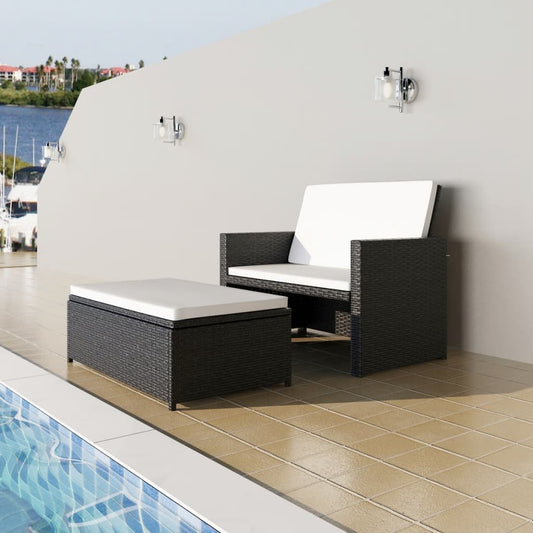 Gartensofa "Valentin" mit Auflagen in Schwarz