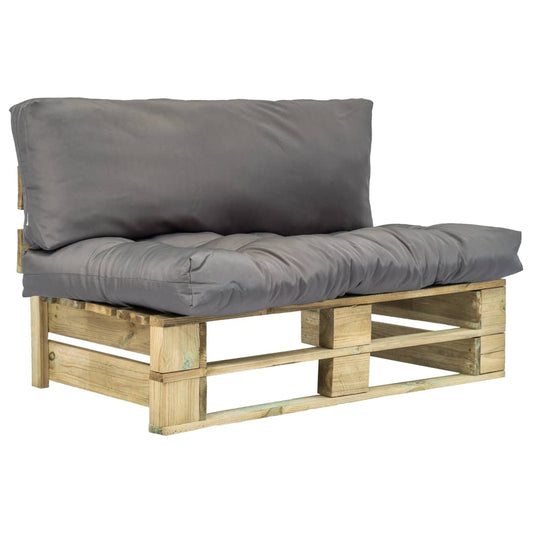 Outdoor-Sofa Paletten mit Kissen in Grau Kiefernholz