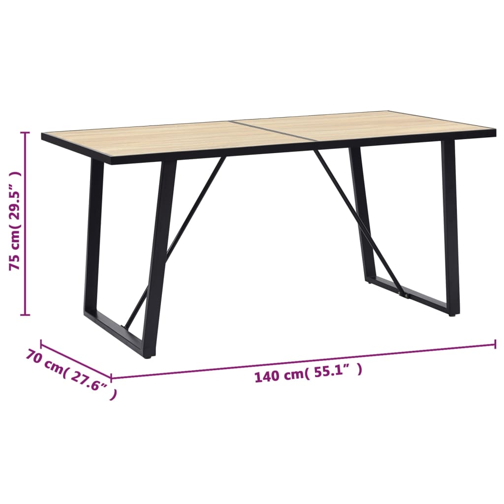 Esstisch Eichenfarbe 140x70x75 cm MDF