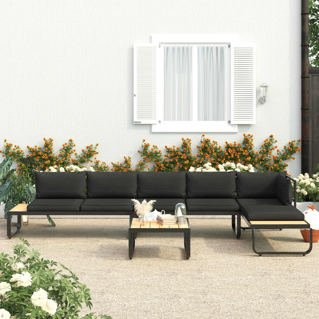Garten-Ecksofa-Set "Valencia" mit Auflagen in Dunkelgrau und Braun (Noch 2 Stück auf Lager)