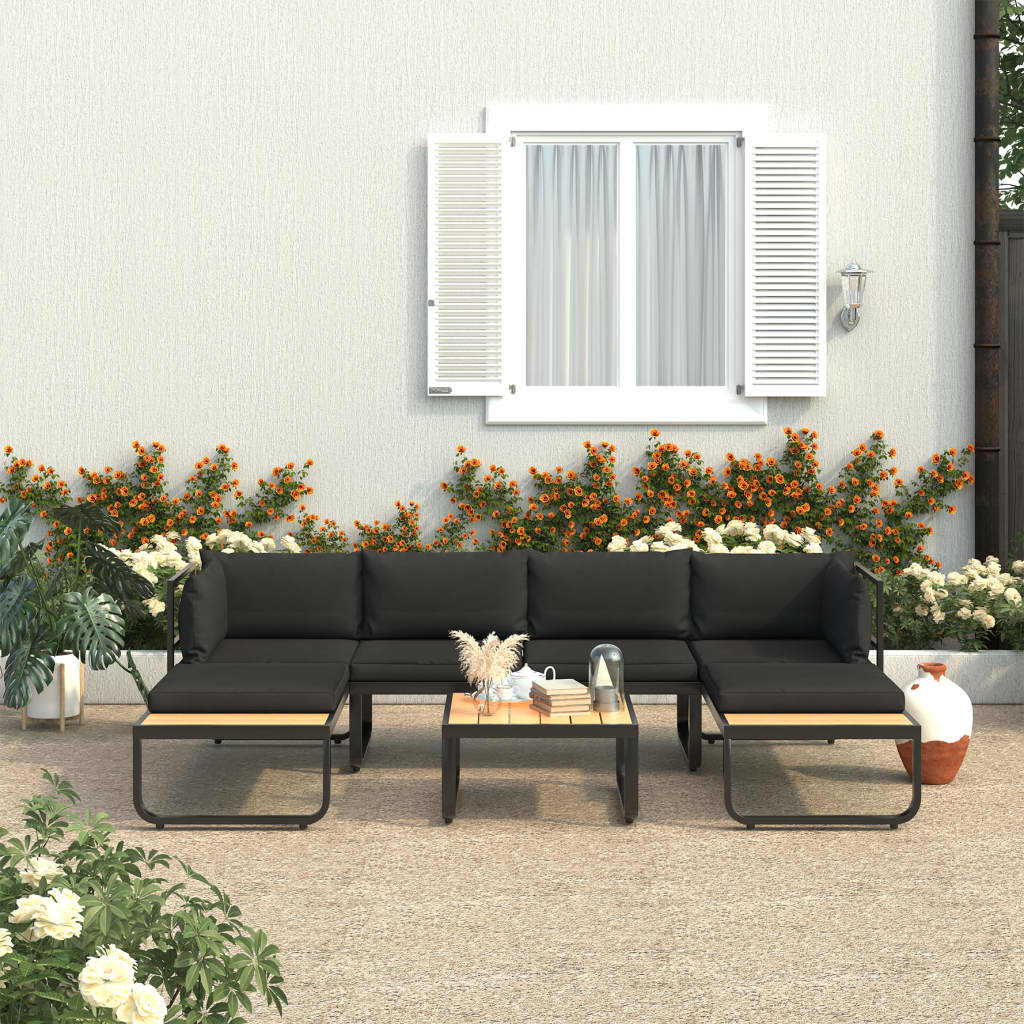 Garten-Ecksofa-Set "Boulevard" mit Auflagen Aluminium und WPC