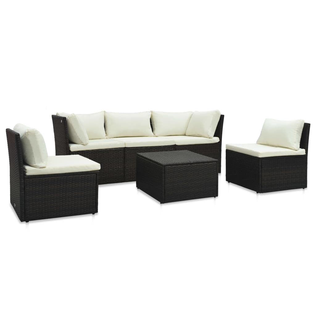 Garten-Lounge-Set "Arabella" mit Auflagen Poly Rattan Braun