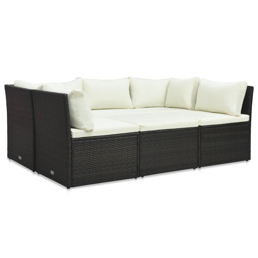 Garten-Lounge-Set "Arabella" mit Auflagen Poly Rattan Braun