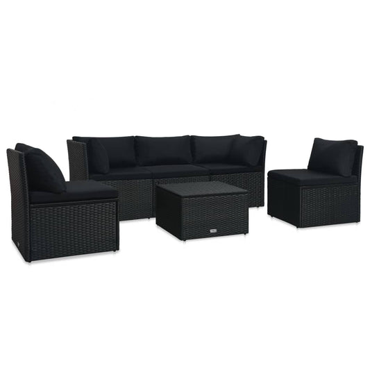 Garten-Lounge-Set "Zypern" mit Auflagen in Schwarz