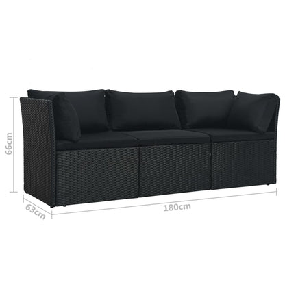 Garten-Lounge-Set "Zypern" mit Auflagen in Schwarz
