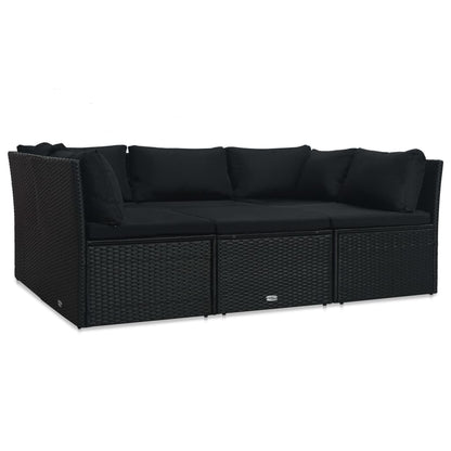 Garten-Lounge-Set "Zypern" mit Auflagen in Schwarz
