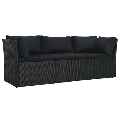 Garten-Lounge-Set "Zypern" mit Auflagen in Schwarz