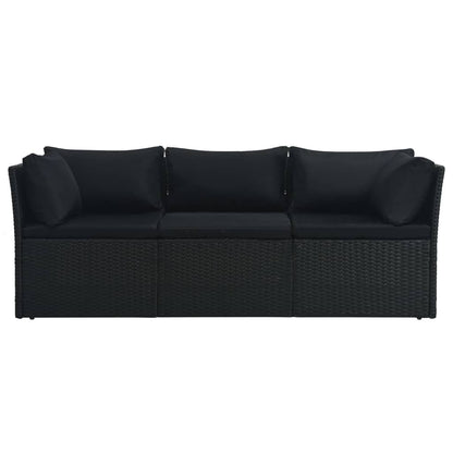 Garten-Lounge-Set "Zypern" mit Auflagen in Schwarz